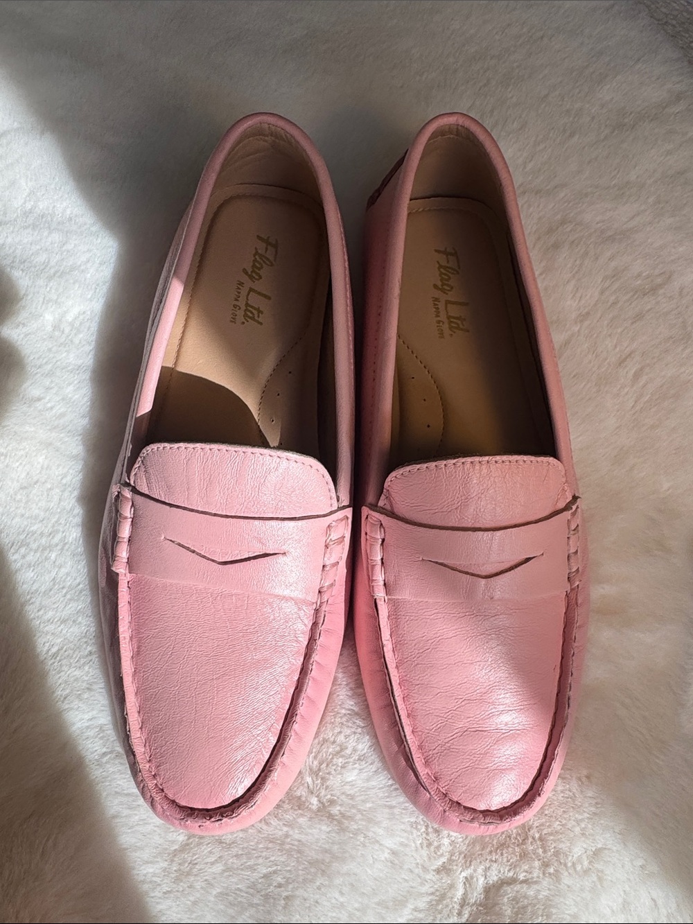 Flag Ltd Nappa Glove Women's Pink Leather Penny Loafers Size 7.5